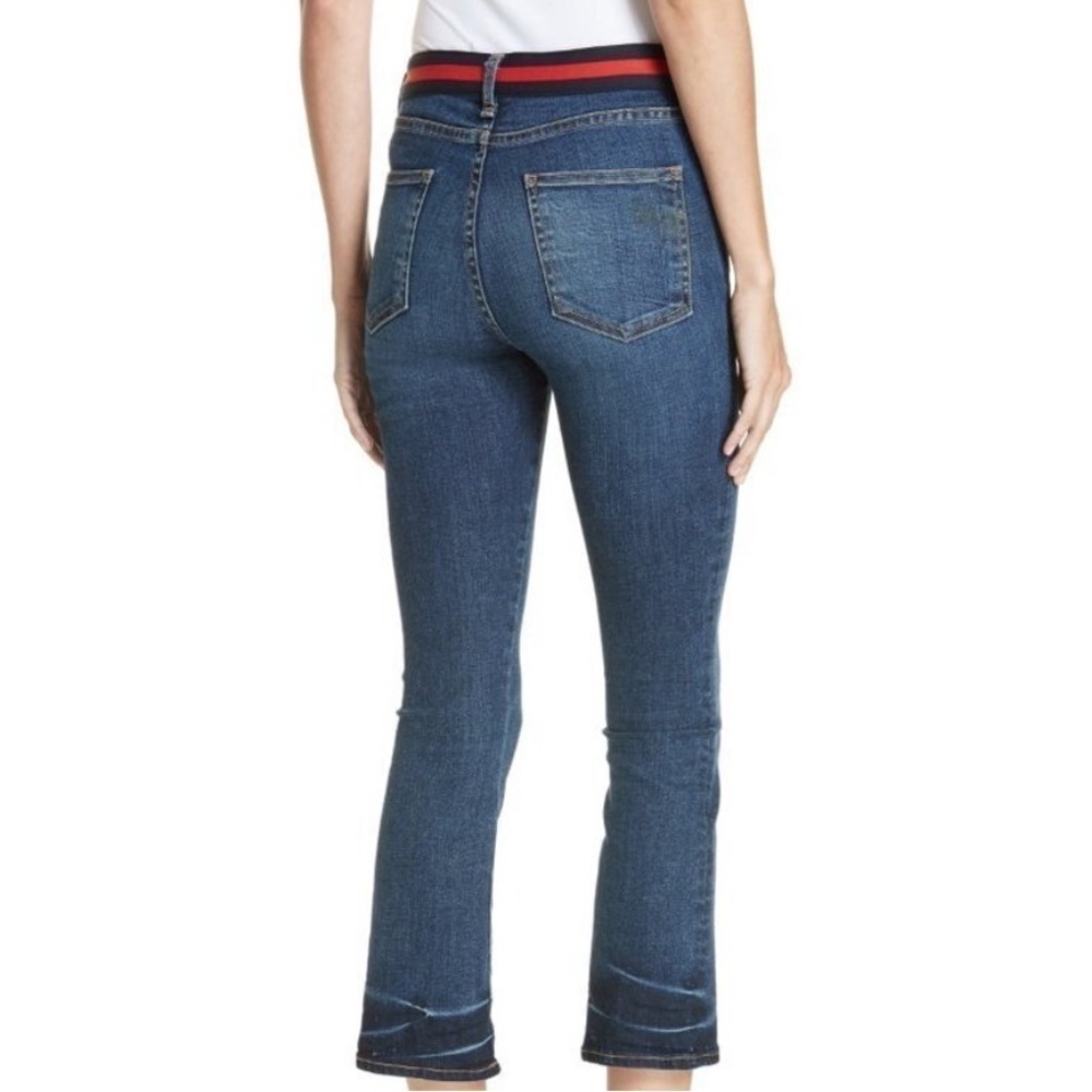 Veronica Beard Ankle Carolyn 10” Baby Bootcut Red Blue Elastic Waist Trim 26 - Picture 2 of 13